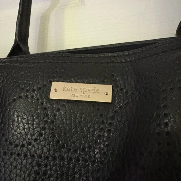 EUC Kate Spade Noel Rue Black Tote Perforated Pebbled Leather Handbag - Picture 3 of 15